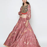 Morbagh Rose Pink Embroidered Lehenga With Crop Top