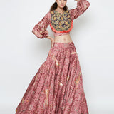 Morbagh Rose Pink Embroidered Lehenga With Crop Top