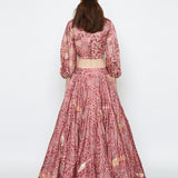 Morbagh Rose Pink Embroidered Lehenga With Crop Top