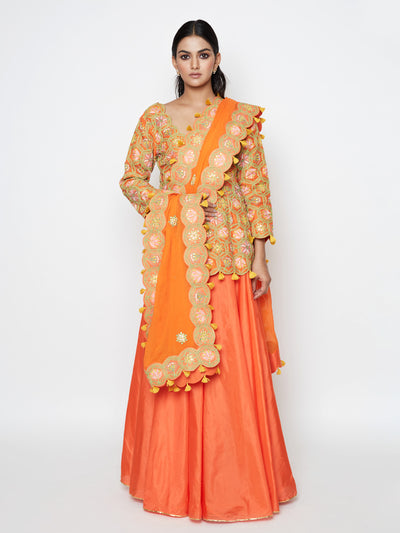 Morbagh Short Embroidered Kurta With Skirt And Dupatta