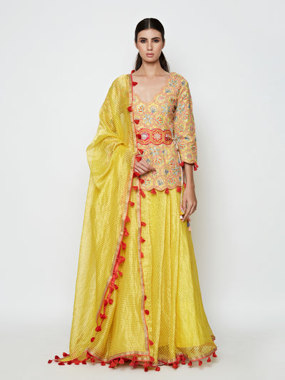 Morbagh Short Embroidered Kurta With Skirt And Dupatta