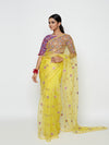 Yellow Organza Embroidered Saree with Blouse