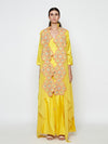 Yellow Pleated Dress with Yellow Embroidered Cape
