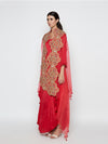 Red Dhoti Dress with Red Embroidered Cape