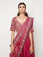 Magenta Embroidered Lehenga with Blouse and Dupatta