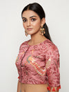 Morbagh Peacock Rose Pink Embroidered Blouse