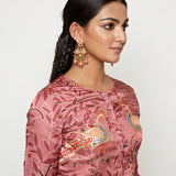 Morbagh Peacock Rose Pink Embroidered Blouse