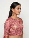 Morbagh Peacock Rose Pink Embroidered Blouse