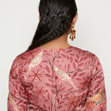 Morbagh Peacock Rose Pink Embroidered Blouse