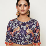 Morabgh Peacock Blue Embroidered Blouse