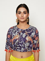 Morabgh Peacock Blue Embroidered Blouse