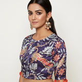 Morabgh Peacock Blue Embroidered Blouse