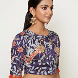 Morabgh Peacock Blue Embroidered Blouse