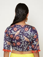 Morabgh Peacock Blue Embroidered Blouse