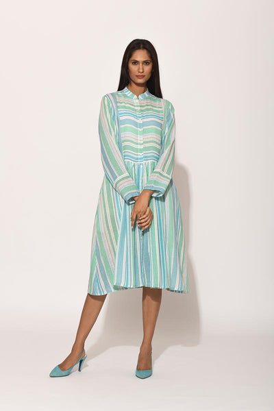 Dots Turquoise Striped Dress