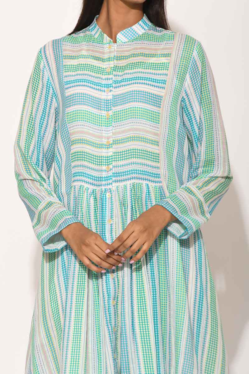 Dots Turquoise Striped Dress