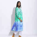 Green Purple Ombre Silk Shibori Kurta