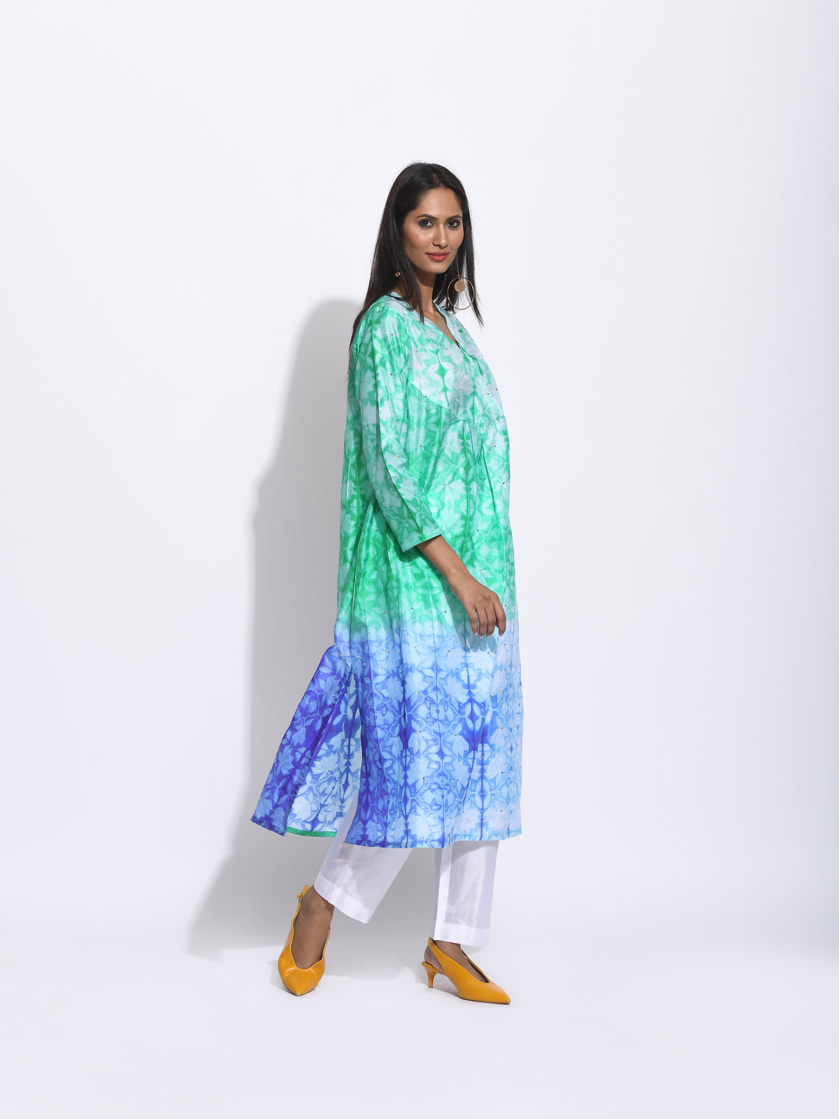 Green Purple Ombre Shibori Kurta