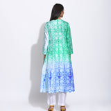 Green Purple Ombre Silk Shibori Kurta
