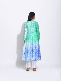 Green Purple Ombre Shibori Kurta