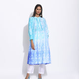 Blue Purple Ombre Silk Shibori Tunic