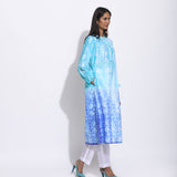 Blue Purple Ombre Silk Shibori Tunic