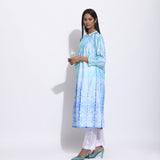 Blue Purple Ombre Silk Shibori Tunic