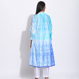 Blue Purple Ombre Silk Shibori Tunic