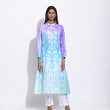 Purple Blue Ombre Silk Shibori Kurta