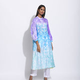 Purple Blue Ombre Silk Shibori Kurta