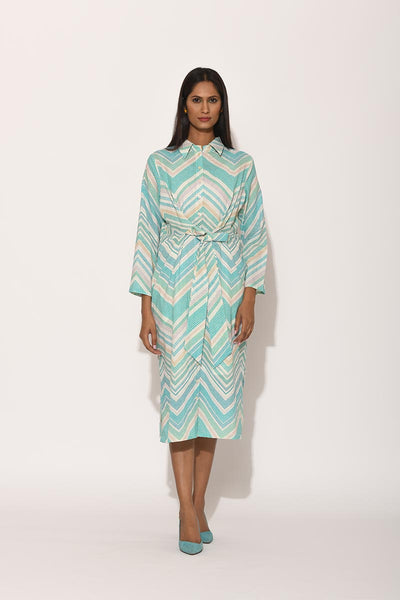 Dots Turquoise Chevron Dress