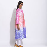 Pink Rust Purple Ombre Silk Shibori Kurta