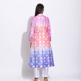Pink Rust Purple Ombre Silk Shibori Kurta