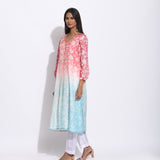Red Blue Silk Shibori Kurta