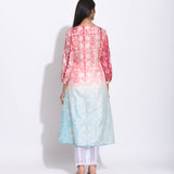 Red Blue Silk Shibori Kurta