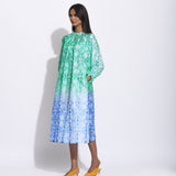 Green Purple Ombre Silk Shibori Tunic