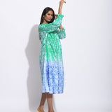 Green Purple Ombre Silk Shibori Tunic