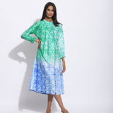Green Purple Ombre Silk Shibori Tunic