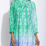 Green Purple Ombre Silk Shibori Tunic