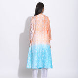 Peach Blue Ombre Silk Shibori Kurta