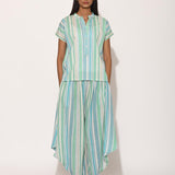 Dots Turquoise Striped Drape Pants
