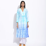 Blue Purple Ombre Silk Shibori Kurta
