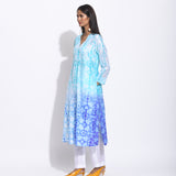 Blue Purple Ombre Silk Shibori Kurta