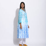 Blue Purple Ombre Silk Shibori Kurta