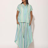 Dots Turquoise Striped Drape Pants