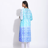 Blue Purple Ombre Silk Shibori Kurta
