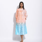 Peach Blue Ombre Silk Shibori Tunic