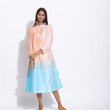 Peach Blue Ombre Silk Shibori Tunic