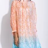 Peach Blue Ombre Silk Shibori Tunic
