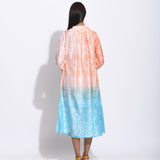 Peach Blue Ombre Silk Shibori Tunic